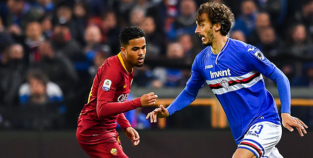 Sampdoria-Roma 0-0. Pareggio a reti bianche in un match con poche emozioni e tanti infortuni. Espulso Kluivert nel finale